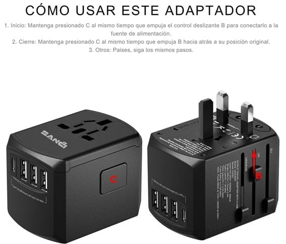 CARGADOR DE CELULAR UNIVERSAL - ADAPTADOR DE VIAJE
