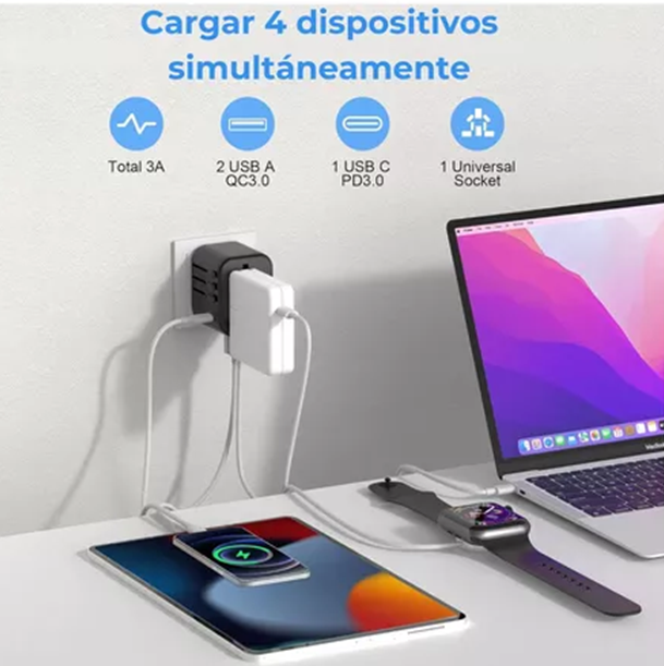 CARGADOR DE CELULAR UNIVERSAL - ADAPTADOR DE VIAJE