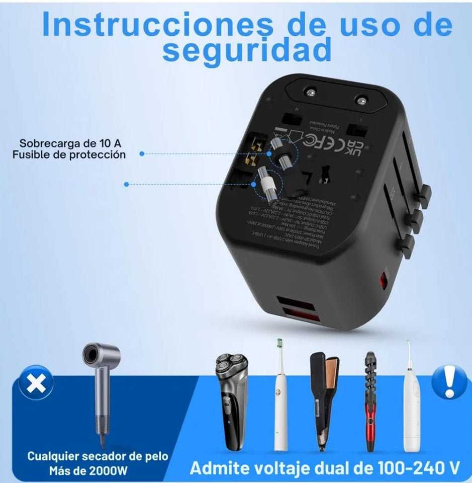 CARGADOR DE CELULAR UNIVERSAL - ADAPTADOR DE VIAJE