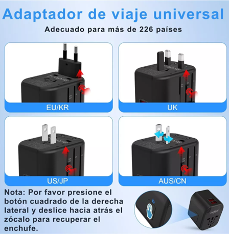 CARGADOR DE CELULAR UNIVERSAL - ADAPTADOR DE VIAJE
